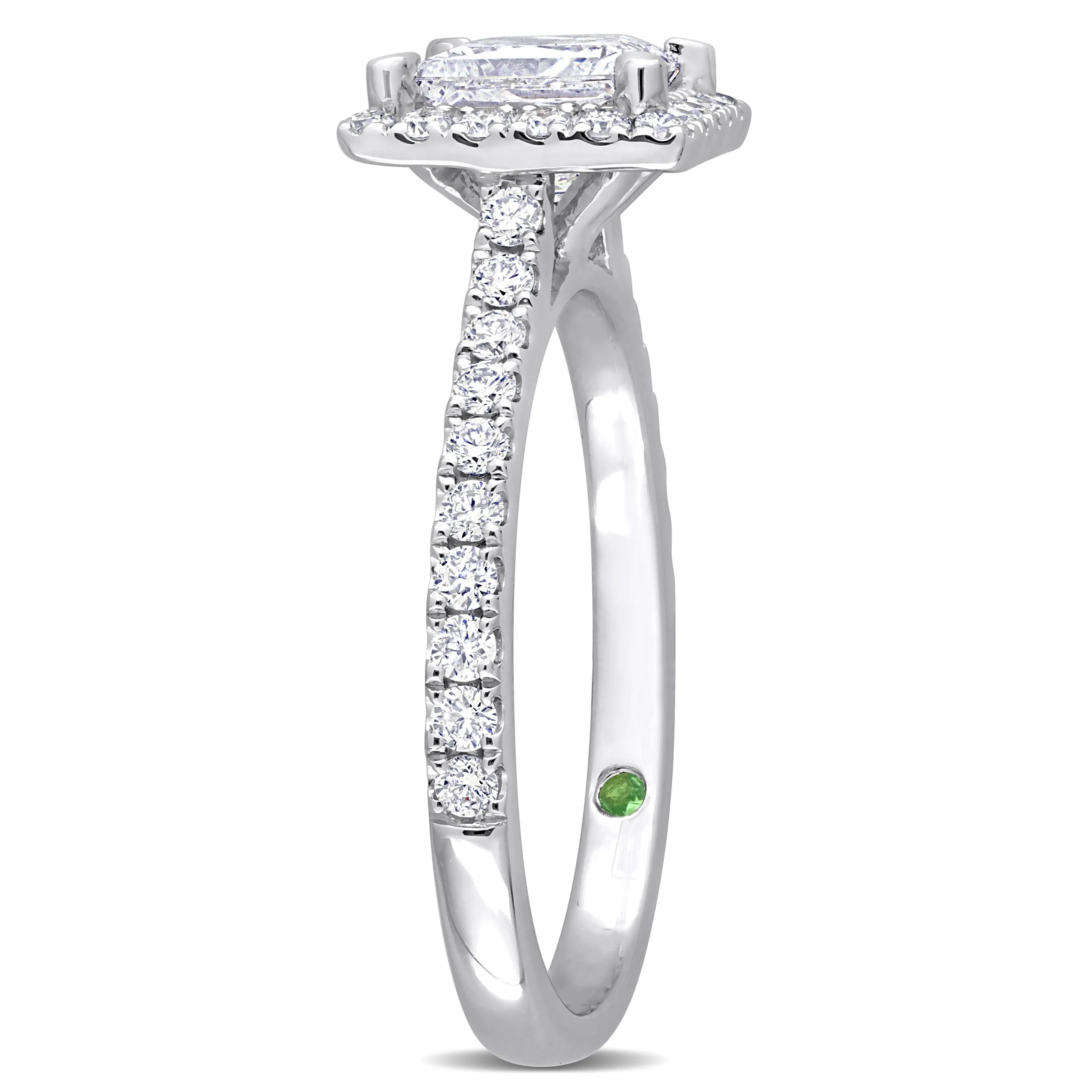 Created Forever 1 1/2ct TDW Princess-Cut Lab-Grown Diamond with Tsavorite Accent Engagement Ring in 14k White Gold sold by Zulily product image thumbnail 3
