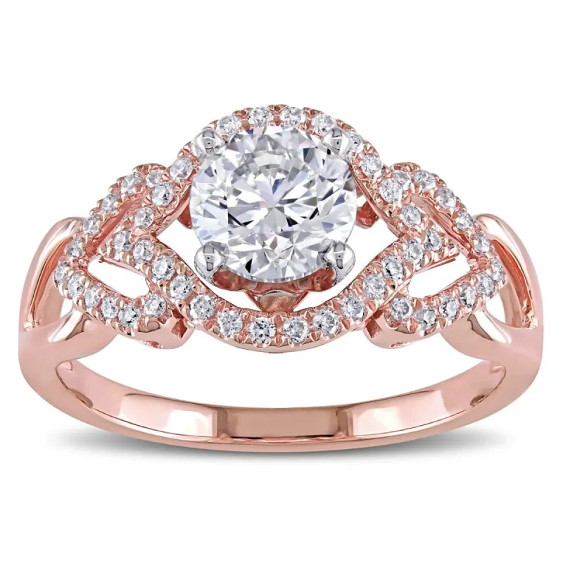 Miadora Signature Collection 14k Rose Gold 1 1/5 ct TDW Certified Diamond Heart Motif Engagement Ring (M, VS1) (GIA) - White sold by Zulily