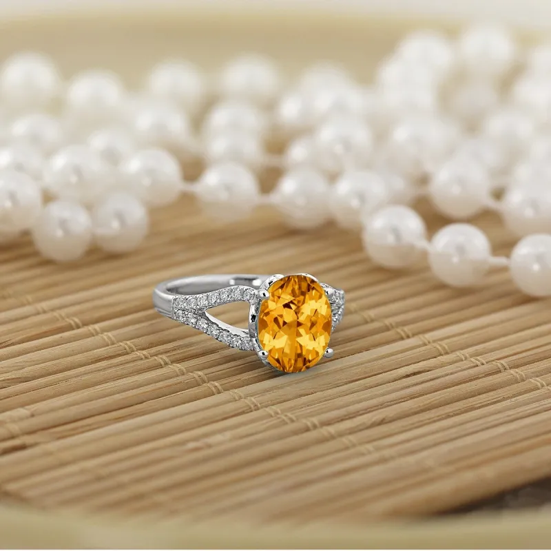 Auriya 3 1/3ct Fancy Oval Citrine and Diamond Engagement Ring 1/3cttw 14k Gold sold by Zulily