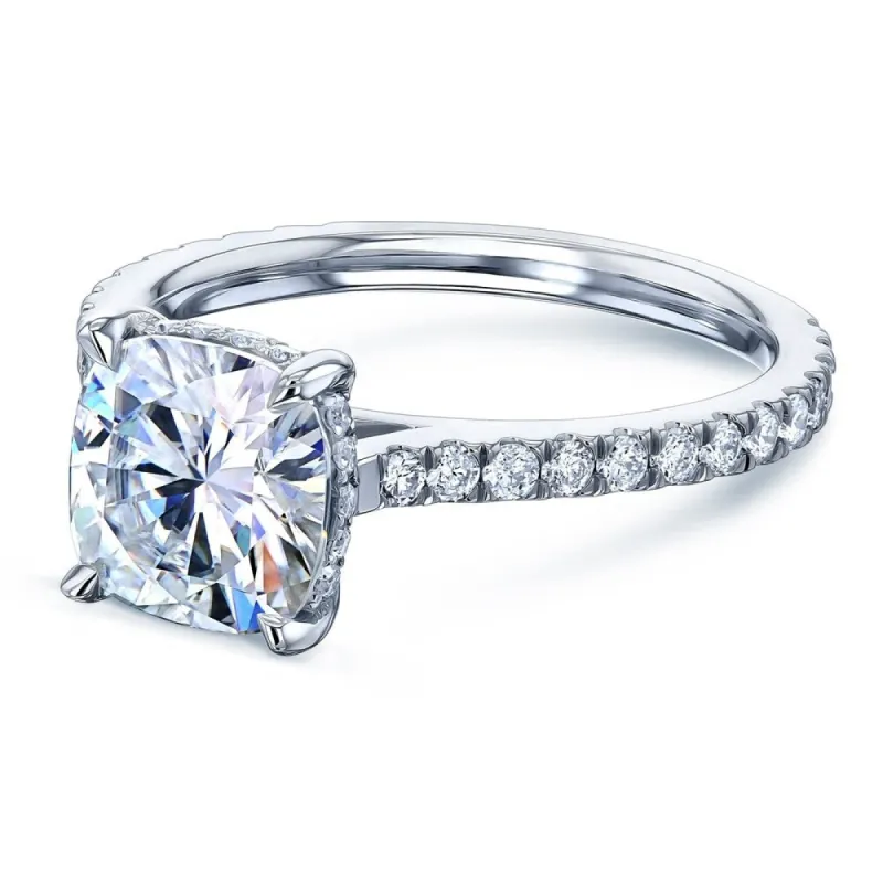 Annello by Kobelli 14k Gold Kobelli 2ct Cushion Forever One Moissanite and 2/5ct Diamond Drop Halo Comfort Fit Engagement Ring. sold by Zulily