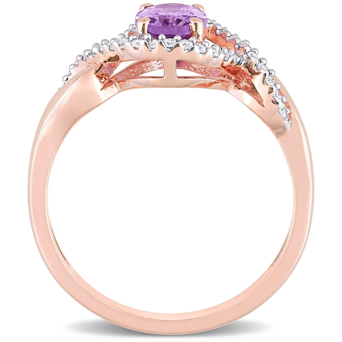 Miadora 10k Rose Gold Amethyst and 1/6ct TDW Diamond Halo Infinity Ring sold by Zulily product image thumbnail 5
