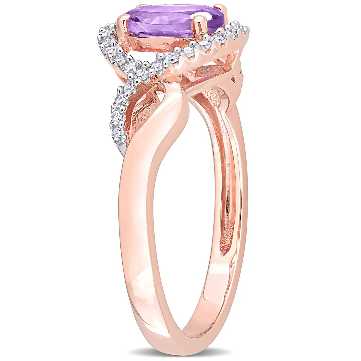 Miadora 10k Rose Gold Amethyst and 1/6ct TDW Diamond Halo Infinity Ring sold by Zulily product image thumbnail 4