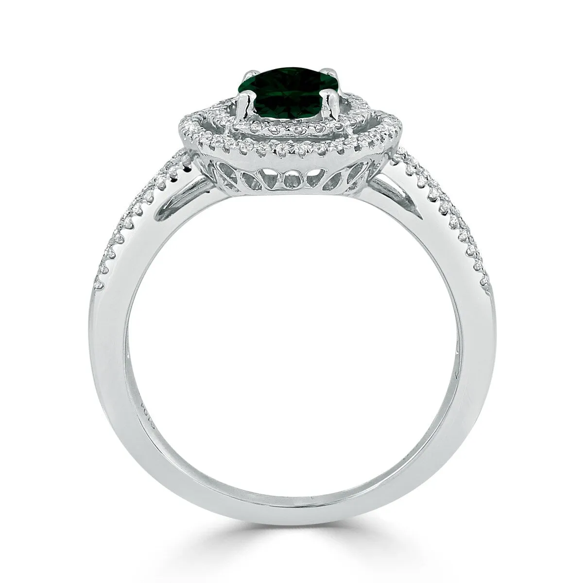 Auriya Modern 3/4ct Oval Emerald and Halo Diamond Ring 1/4cttw 18K Gold sold by Zulily product image thumbnail 4