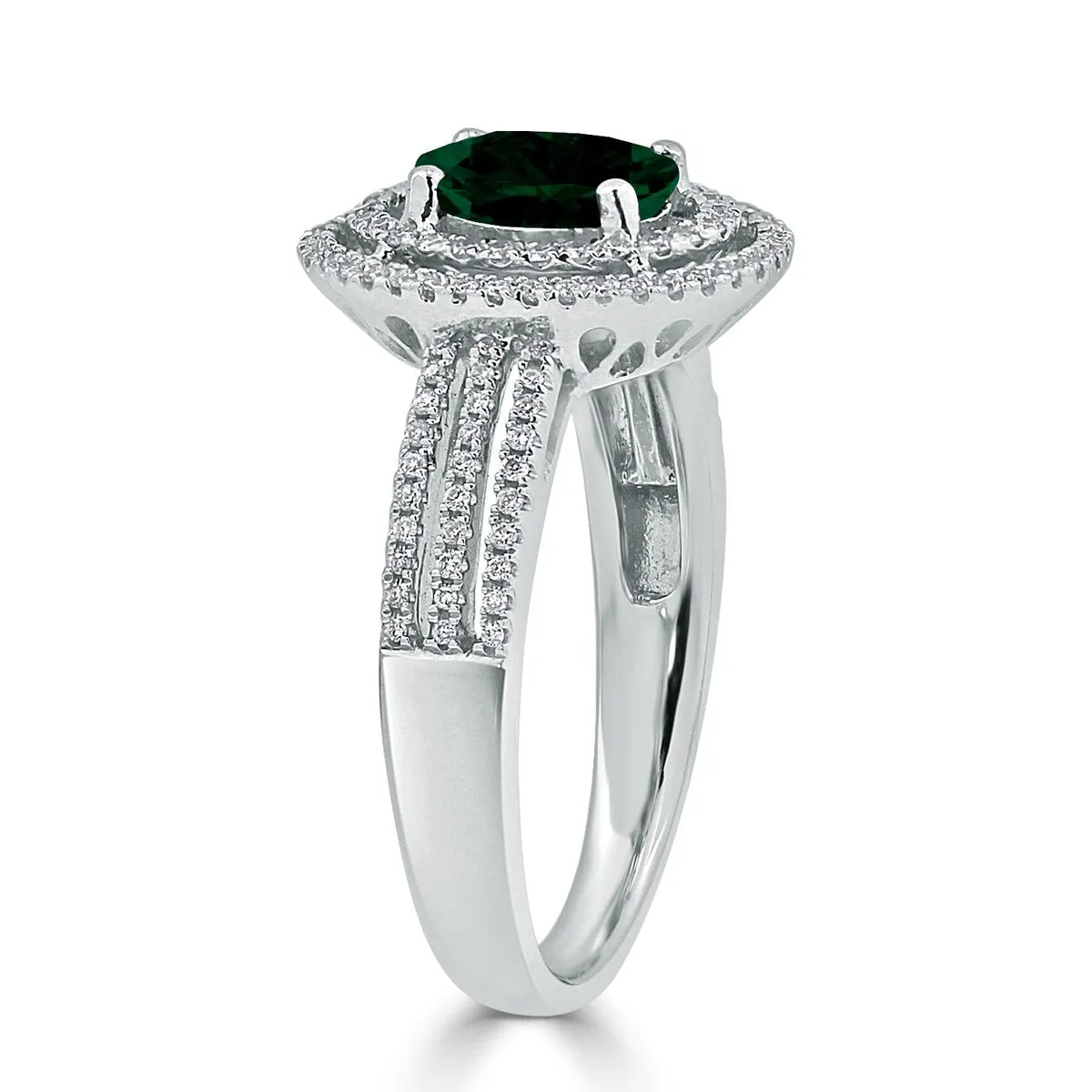 Auriya Modern 3/4ct Oval Emerald and Halo Diamond Ring 1/4cttw 18K Gold sold by Zulily product image thumbnail 3