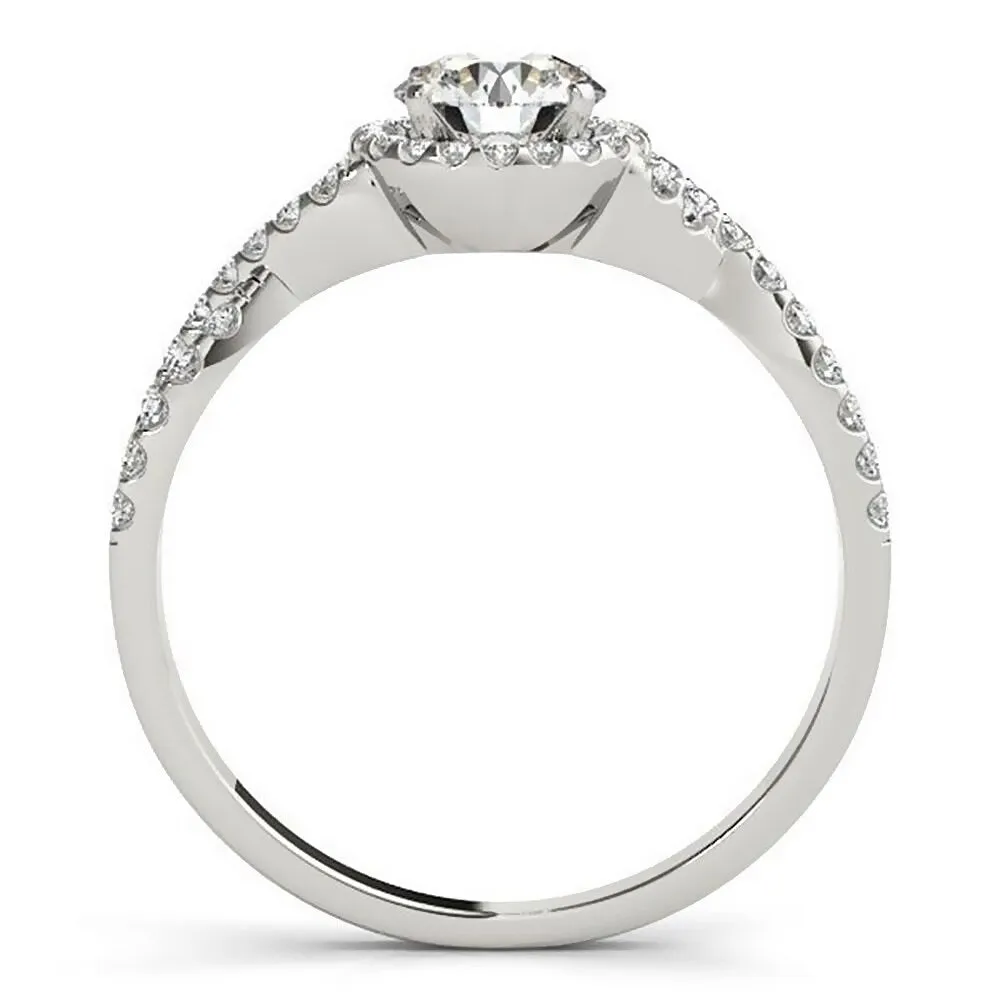 Auriya 1/2ct Twisted Moissanite Halo Diamond Engagement Ring 1/5ctw 14k Gold sold by Zulily product image thumbnail 4