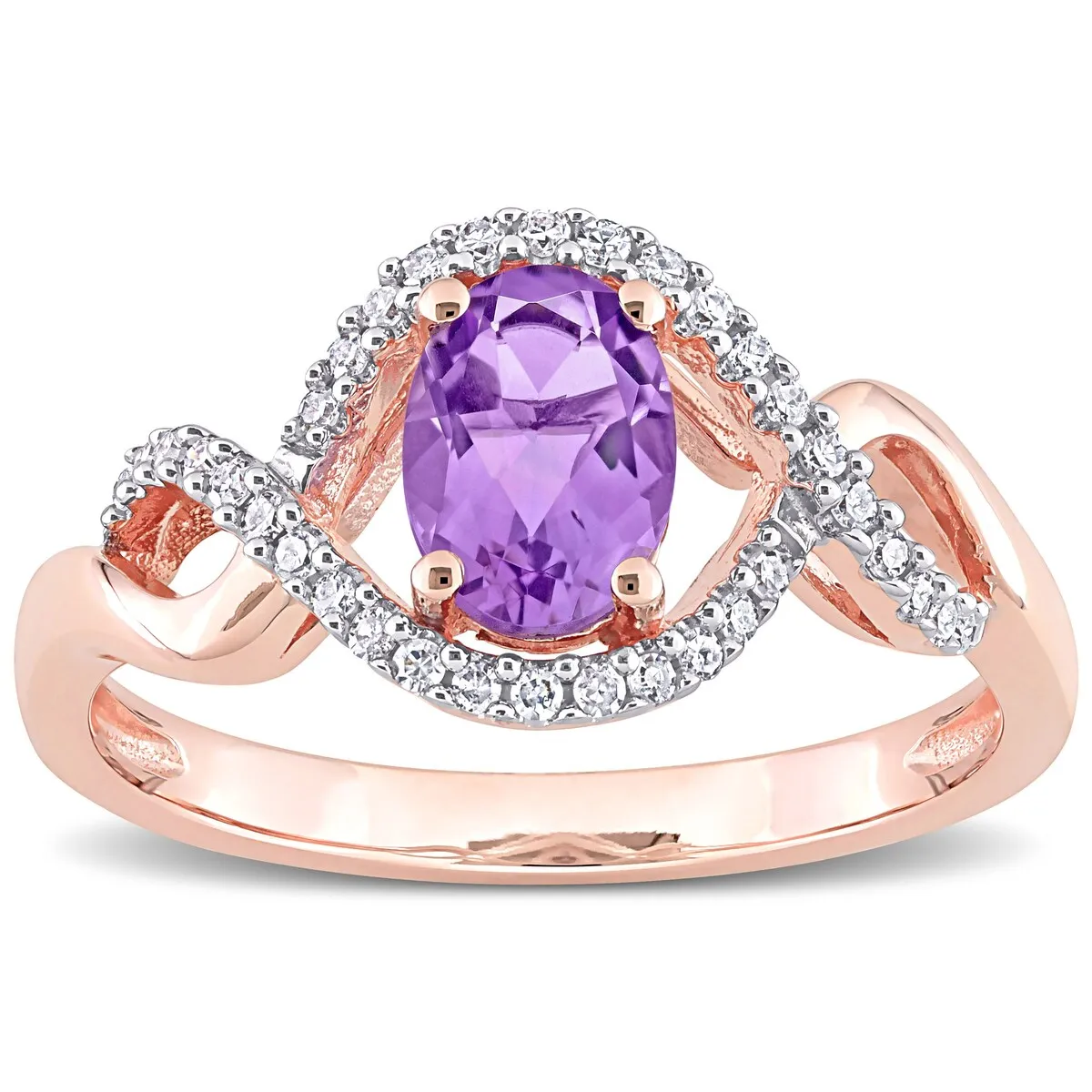 Miadora 10k Rose Gold Amethyst and 1/6ct TDW Diamond Halo Infinity Ring sold by Zulily product image thumbnail 3