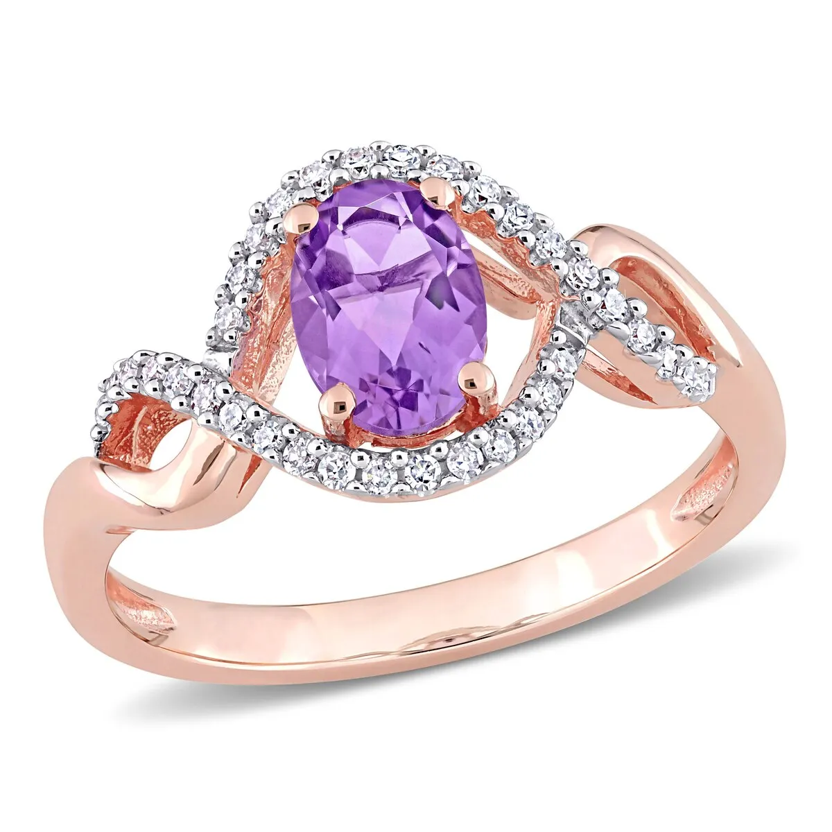 Miadora 10k Rose Gold Amethyst and 1/6ct TDW Diamond Halo Infinity Ring sold by Zulily product image thumbnail 2