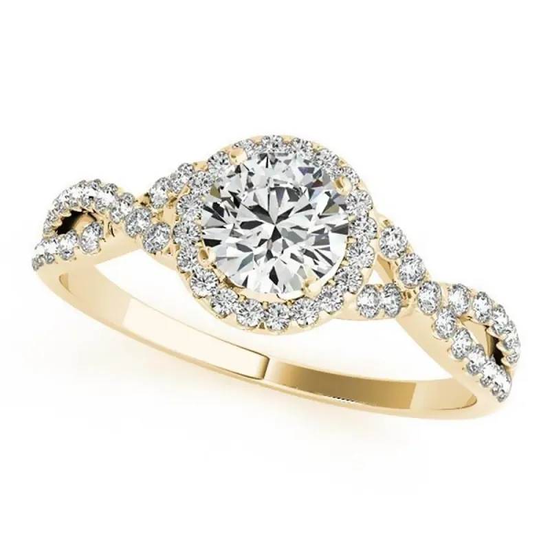 Auriya 1/2ct Twisted Moissanite Halo Diamond Engagement Ring 1/5ctw 14k Gold sold by Zulily