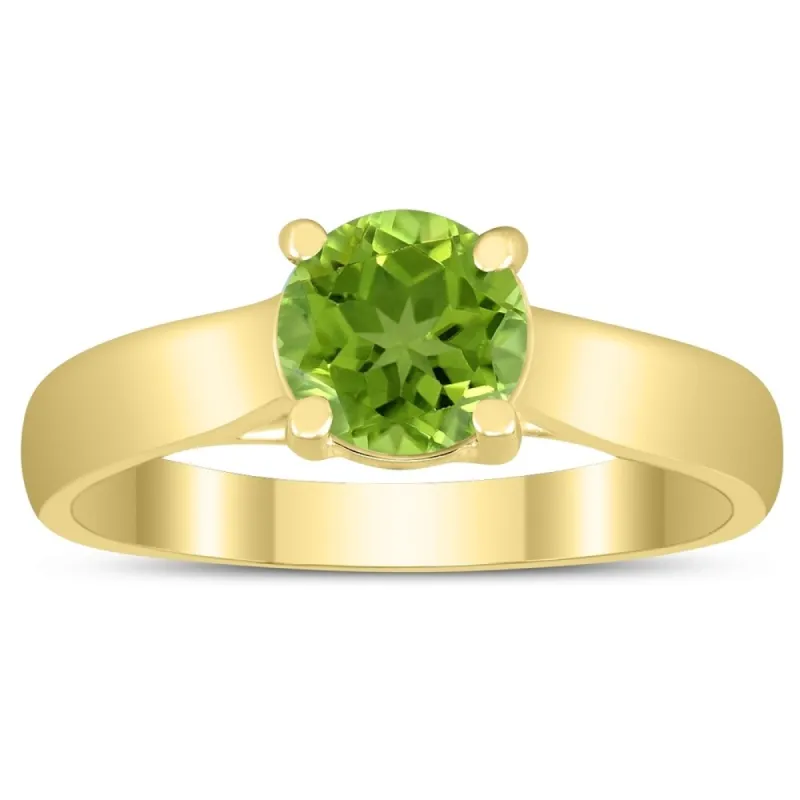 Round 6MM Peridot Cathedral Solitaire Ring in 10K Yellow Gold sold by Zulily