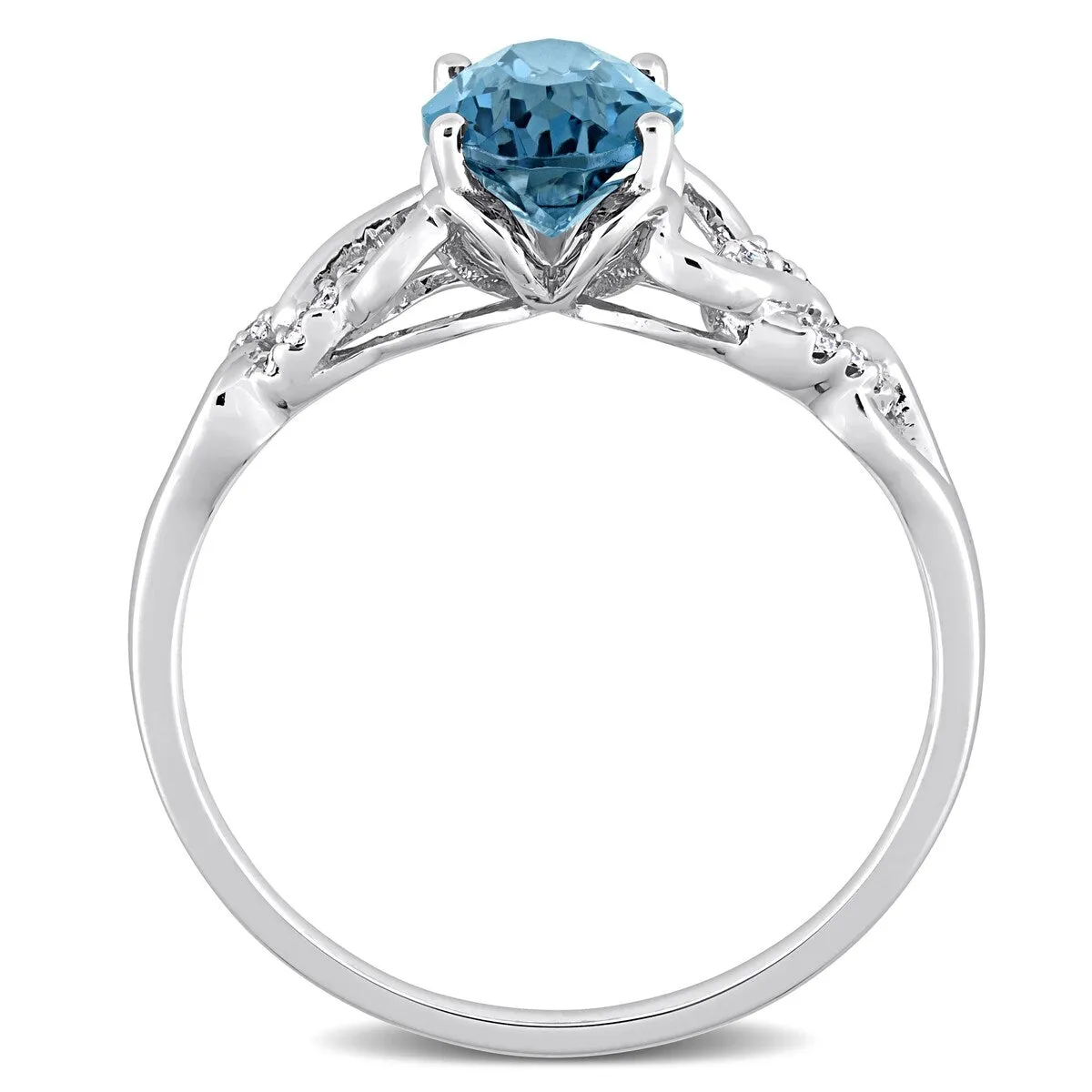Miadora Oval London Blue Topaz and Diamond Accent Link Engagement Ring in 10k White Gold sold by Zulily product image thumbnail 3