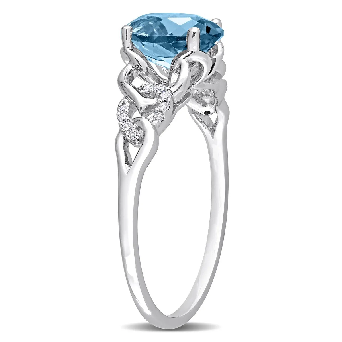 Miadora Oval London Blue Topaz and Diamond Accent Link Engagement Ring in 10k White Gold sold by Zulily product image thumbnail 2