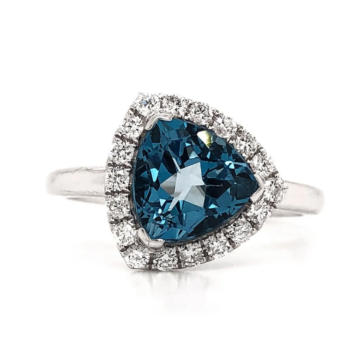 Auriya 2 1/8ct Trillion-cut London Blue Topaz 1/4cttw Halo Diamond Engagement Ring 14k Gold sold by Zulily product image thumbnail 3