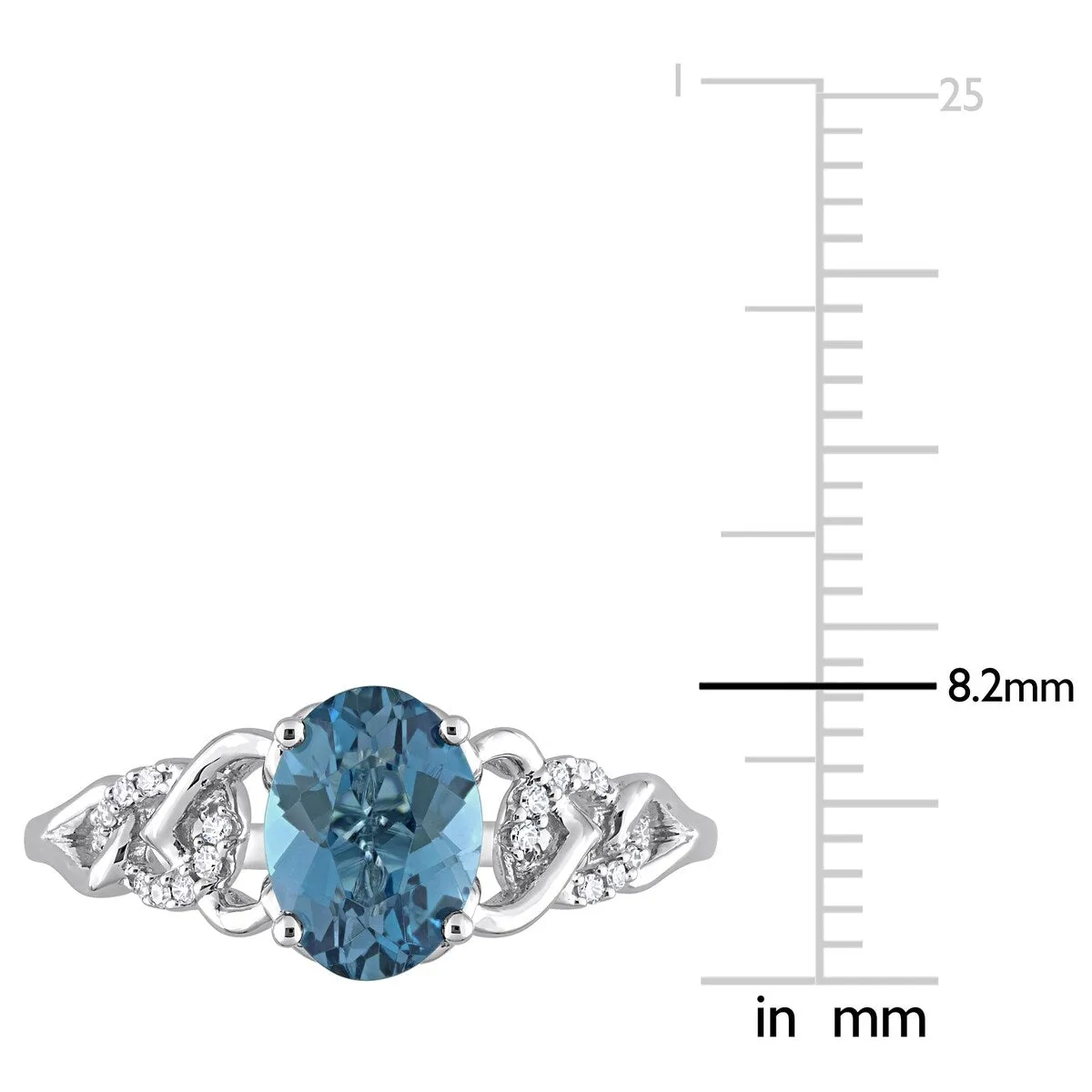 Miadora Oval London Blue Topaz and Diamond Accent Link Engagement Ring in 10k White Gold sold by Zulily product image thumbnail 4