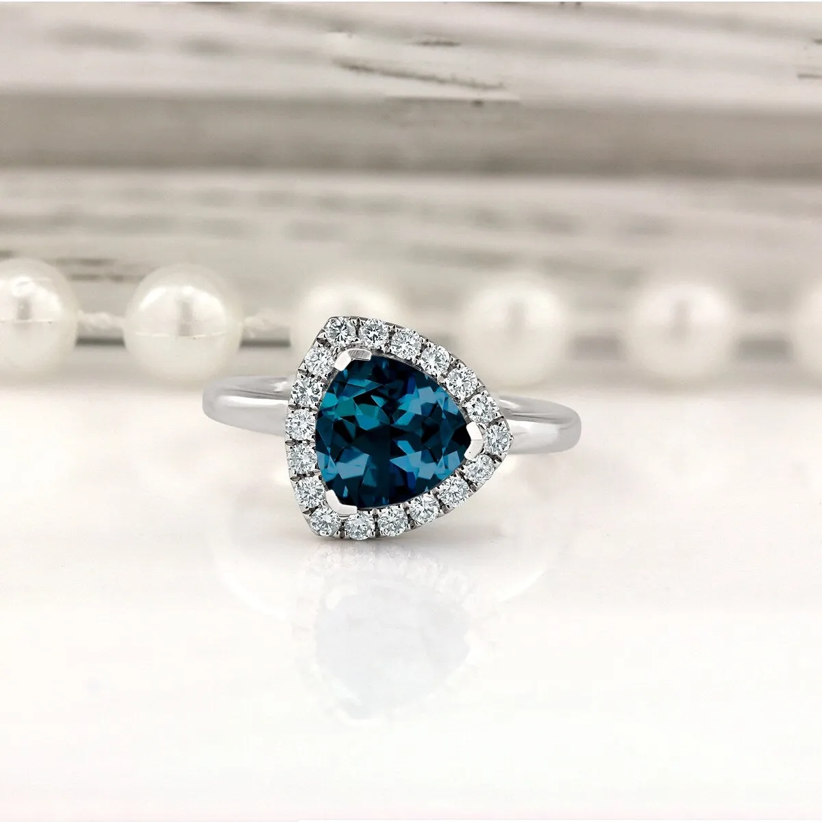 Auriya 2 1/8ct Trillion-cut London Blue Topaz 1/4cttw Halo Diamond Engagement Ring 14k Gold sold by Zulily