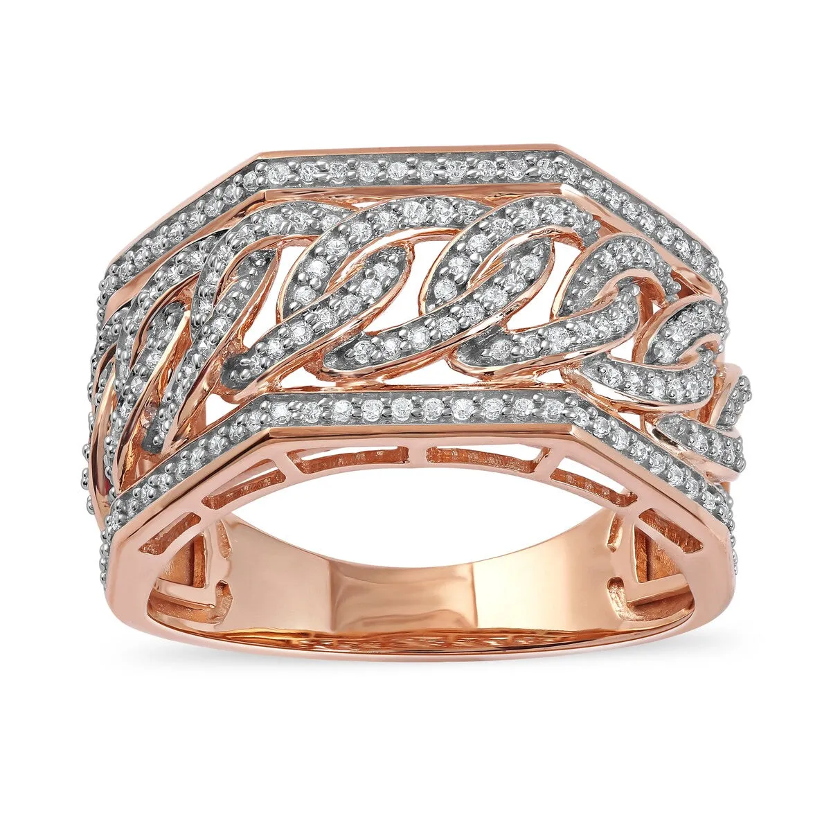 1/2ct TDW Diamond Cuban Link Mens Band in 10k Gold by De Couer sold by Zulily product image thumbnail 5