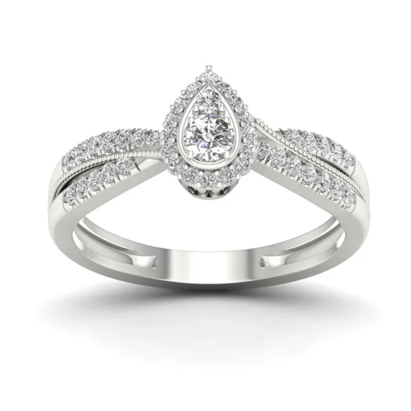 De Couer 1/3ct TDW Diamond Pear Shape Halo Engagement Ring - White sold by Zulily