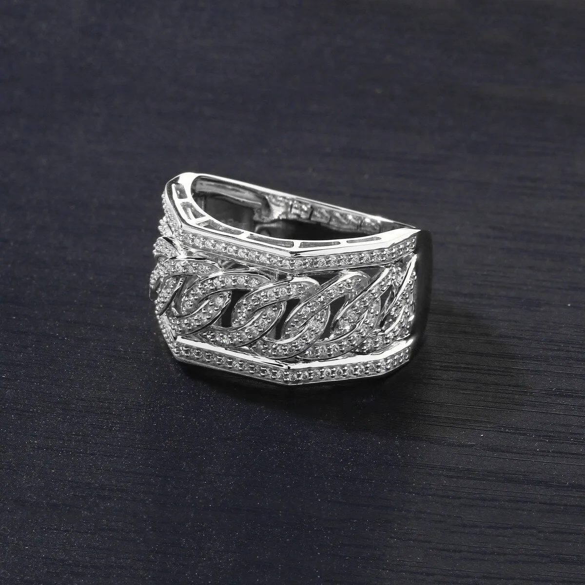 1/2ct TDW Diamond Cuban Link Mens Band in 10k Gold by De Couer sold by Zulily product image thumbnail 2