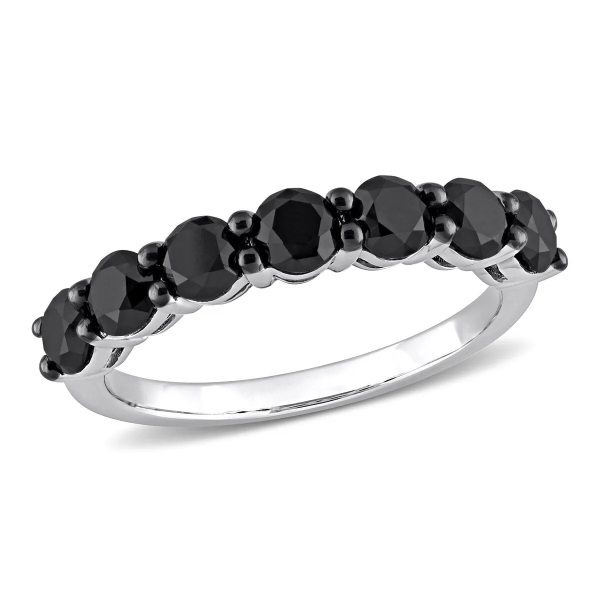 Miadora 1 3/4ct TDW Black Diamond Stackable Semi-Eternity Band Ring in 10k White Gold sold by Zulily