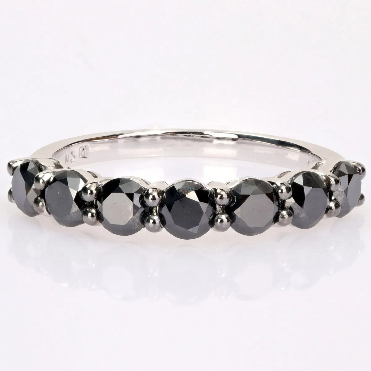 Miadora 1 3/4ct TDW Black Diamond Stackable Semi-Eternity Band Ring in 10k White Gold sold by Zulily product image thumbnail 2