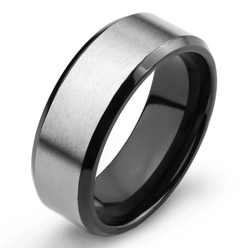 Men's Two Tone Titanium Comfort Fit Wedding Band - 8mm Wide sold by Zulily