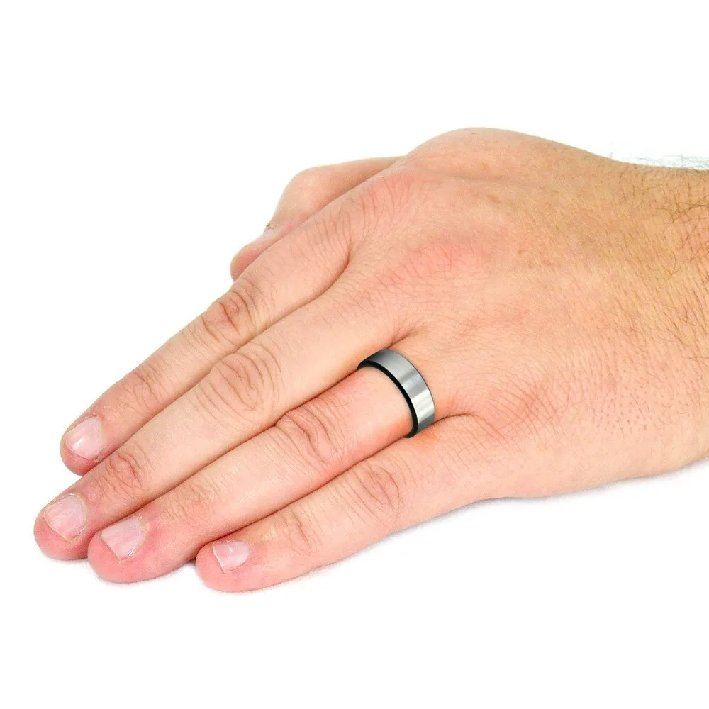 Men's Two Tone Titanium Comfort Fit Wedding Band - 8mm Wide sold by Zulily product image thumbnail 3