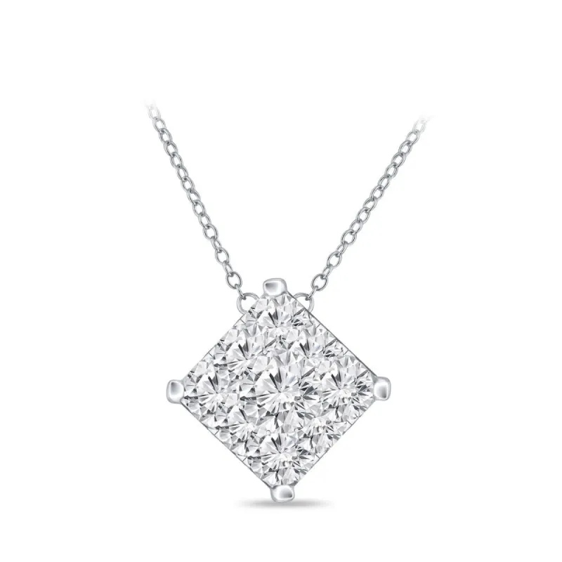 14k Gold Square Shaped 1/8ct TDW Pave Diamond Necklace by Auriya (H-I, I1-I2) sold by Zulily