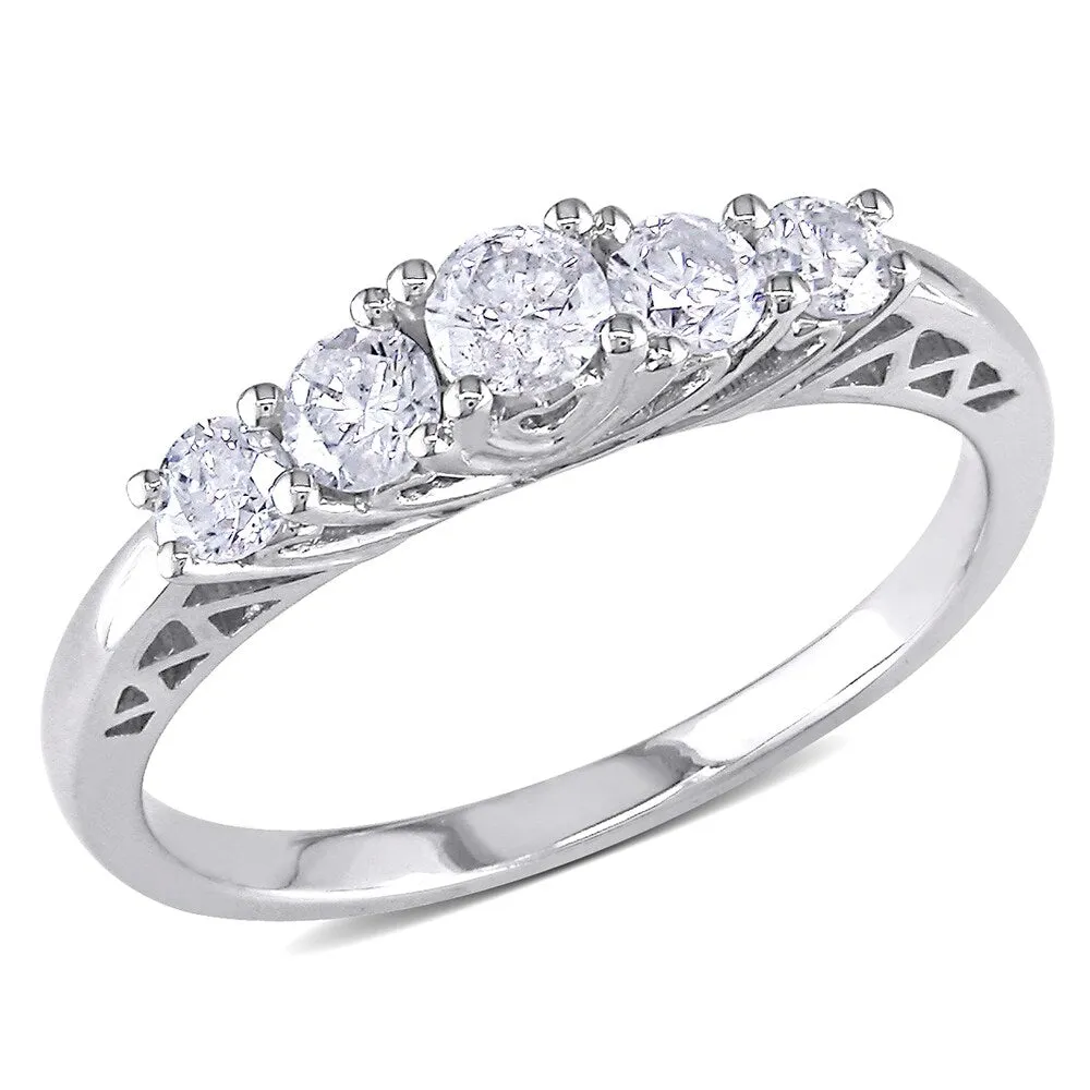 Miadora 10k White Gold 1/2ct TDW Diamond 5-stone Engagement Ring (G-H, I2-I3) sold by Zulily product image thumbnail 2