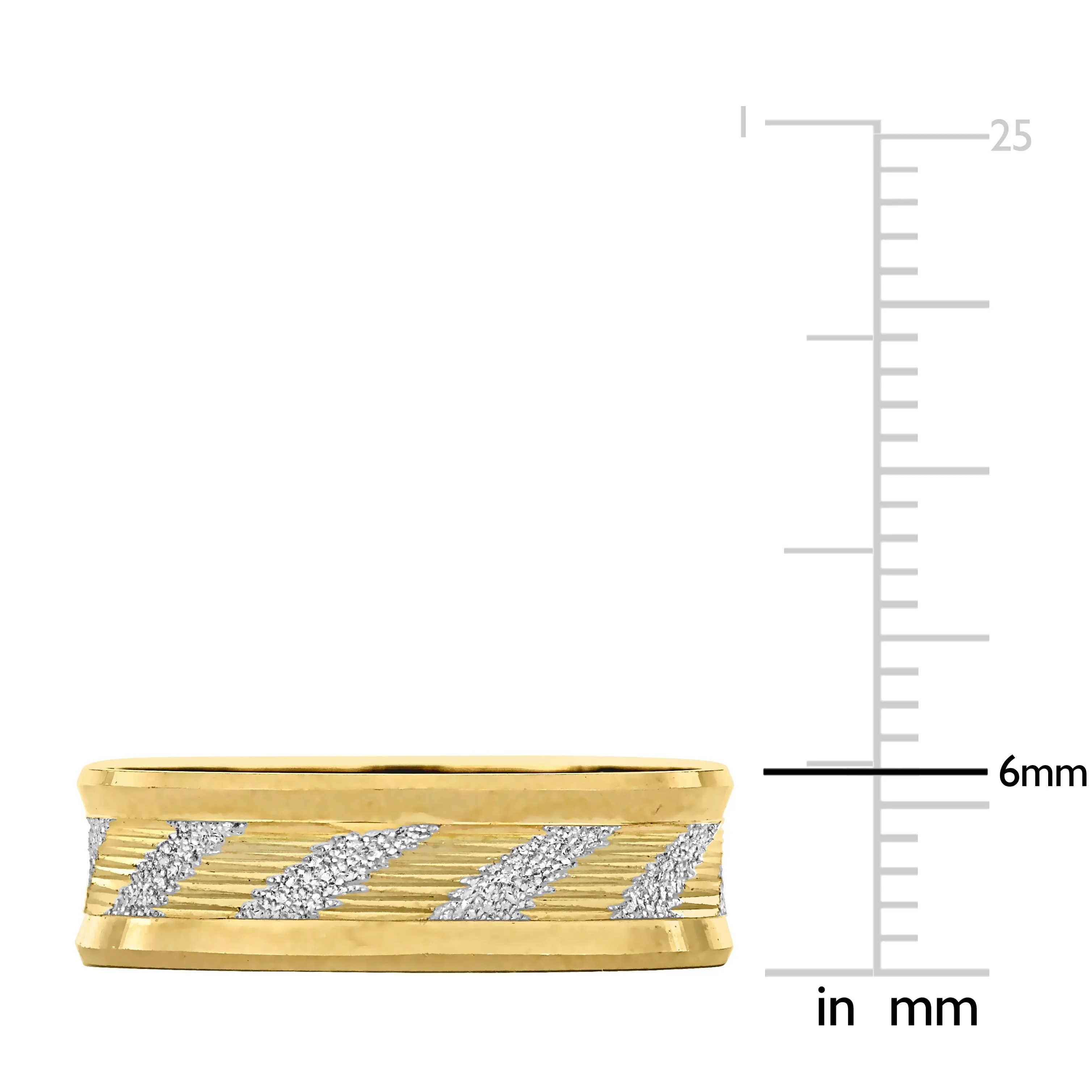Miadora Mens 6 mm Ribbed and Striped Curved Wedding Band in 14k Yellow Gold sold by Zulily product image thumbnail 3
