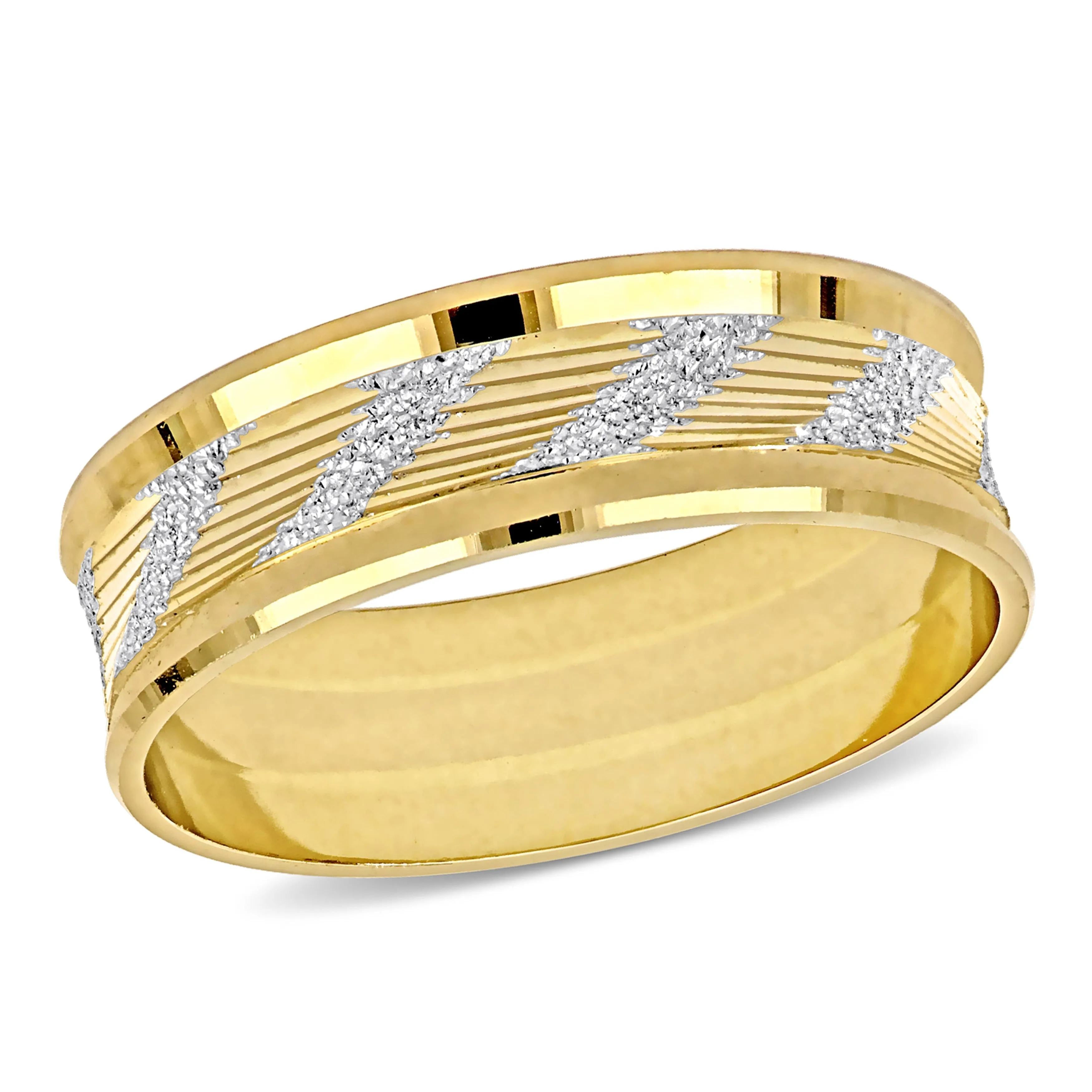 Miadora Mens 6 mm Ribbed and Striped Curved Wedding Band in 14k Yellow Gold sold by Zulily