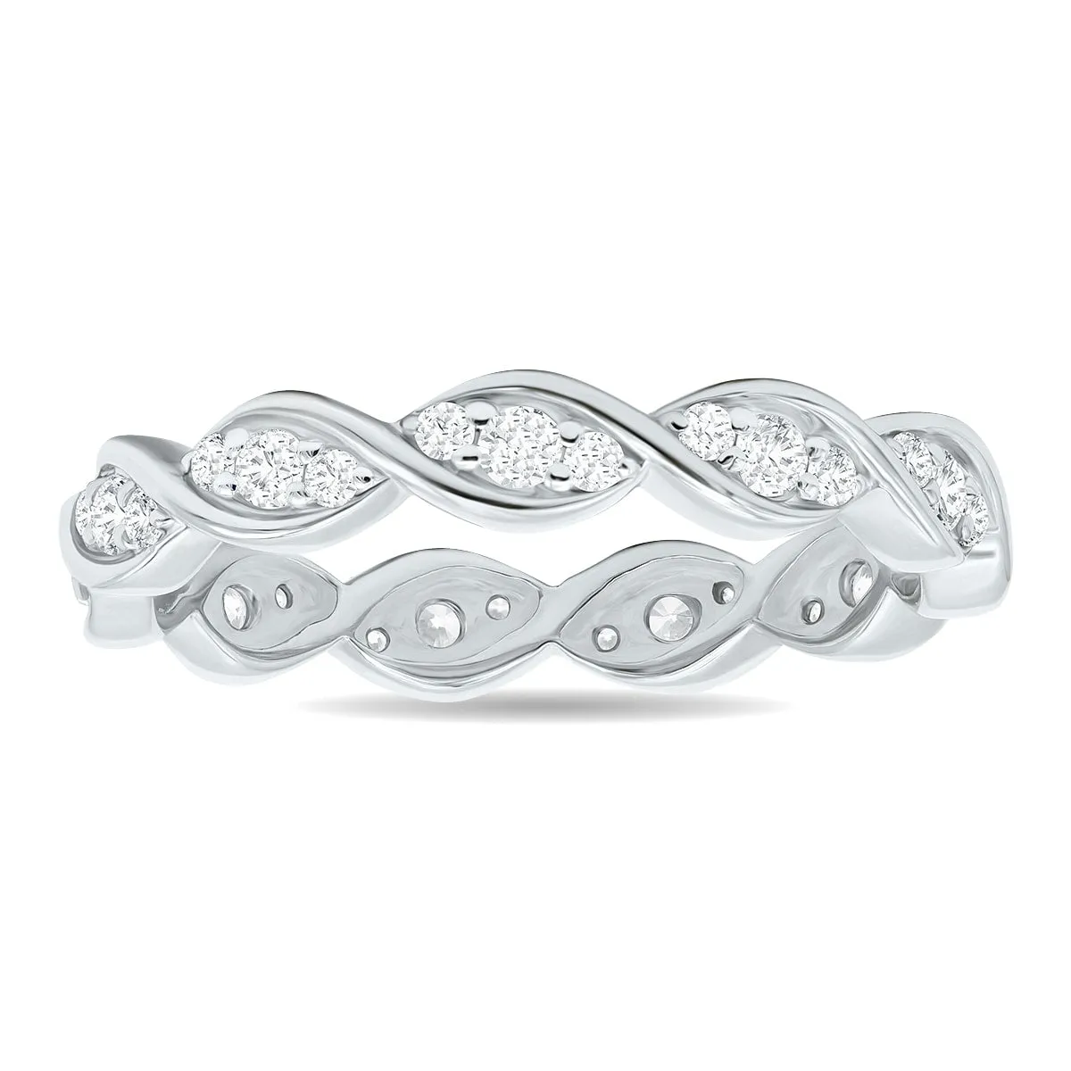 1/2 Carat TW Three Stone Wave Twist Diamond Eternity Band in 10K White Gold sold by Zulily