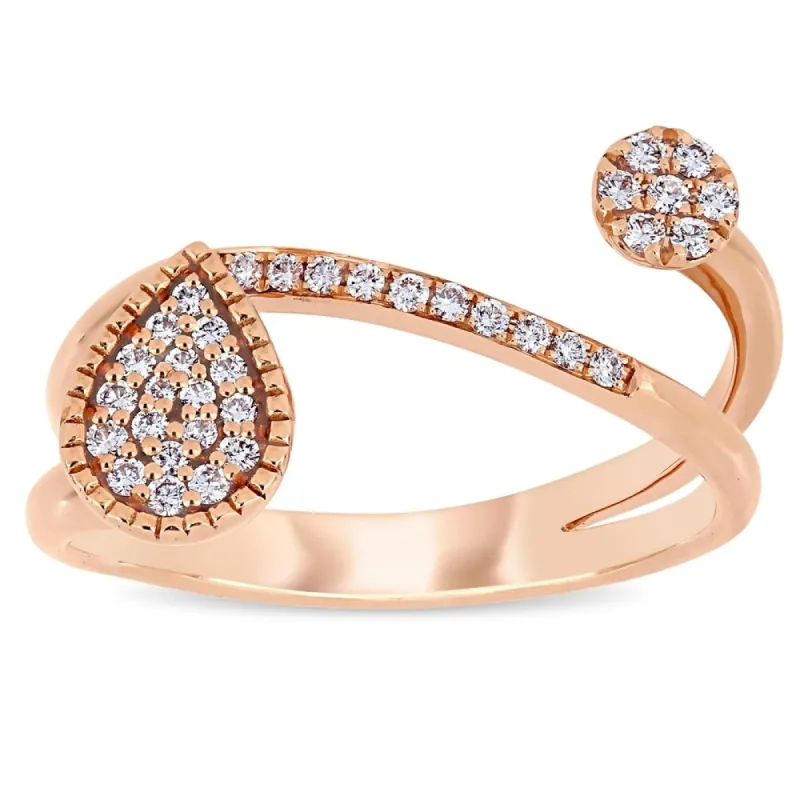 Miadora 14k Rose Gold 1/5ct TDW Diamond Crossover Teardrop and Circle Cluster Ring sold by Zulily