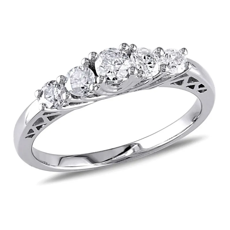 Miadora 10k White Gold 1/2ct TDW Diamond 5-stone Engagement Ring (G-H, I2-I3) sold by Zulily
