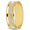Miadora Mens 6 mm Ribbed and Striped Curved Wedding Band in 14k Yellow Gold sold by Zulily