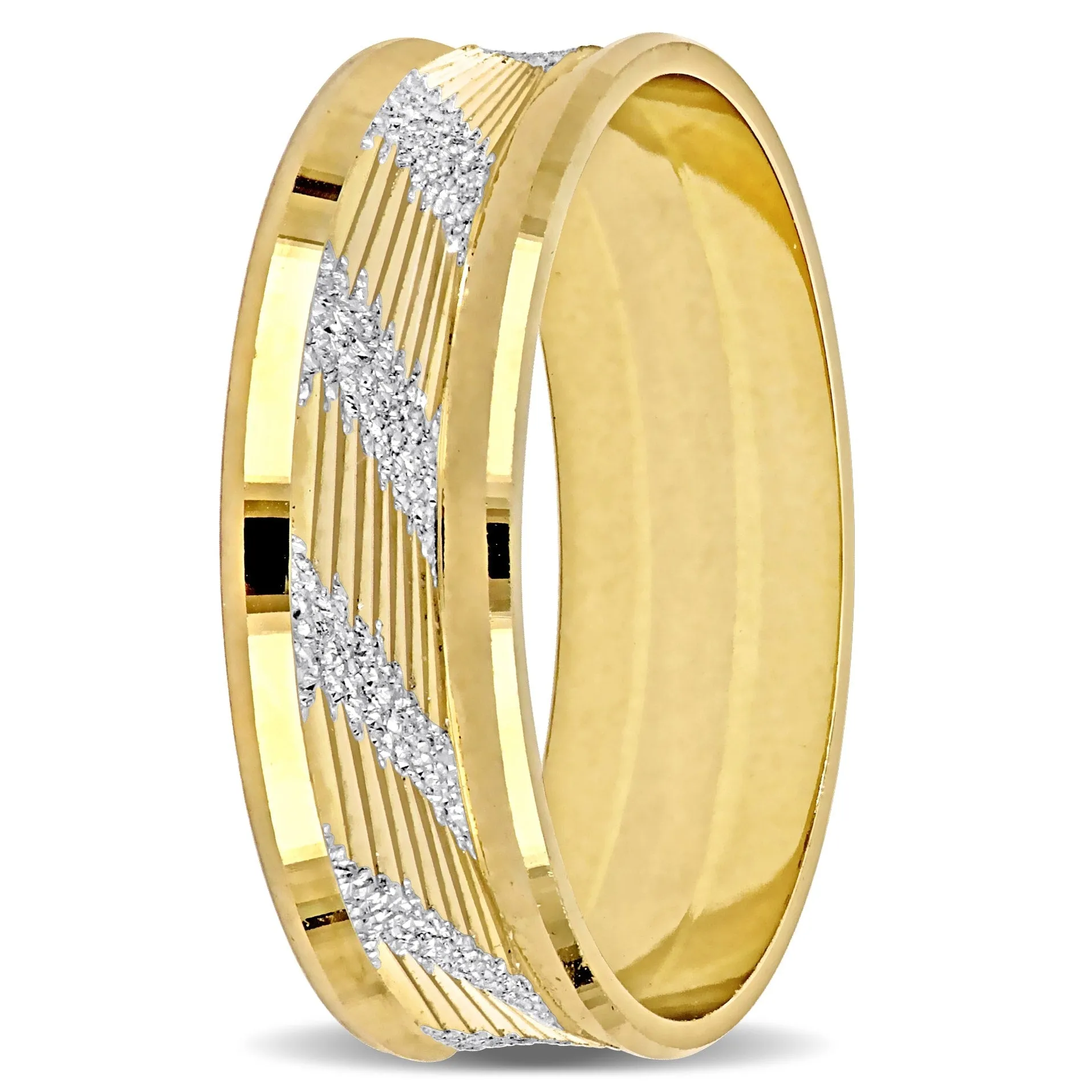Miadora Mens 6 mm Ribbed and Striped Curved Wedding Band in 14k Yellow Gold sold by Zulily product image thumbnail 2