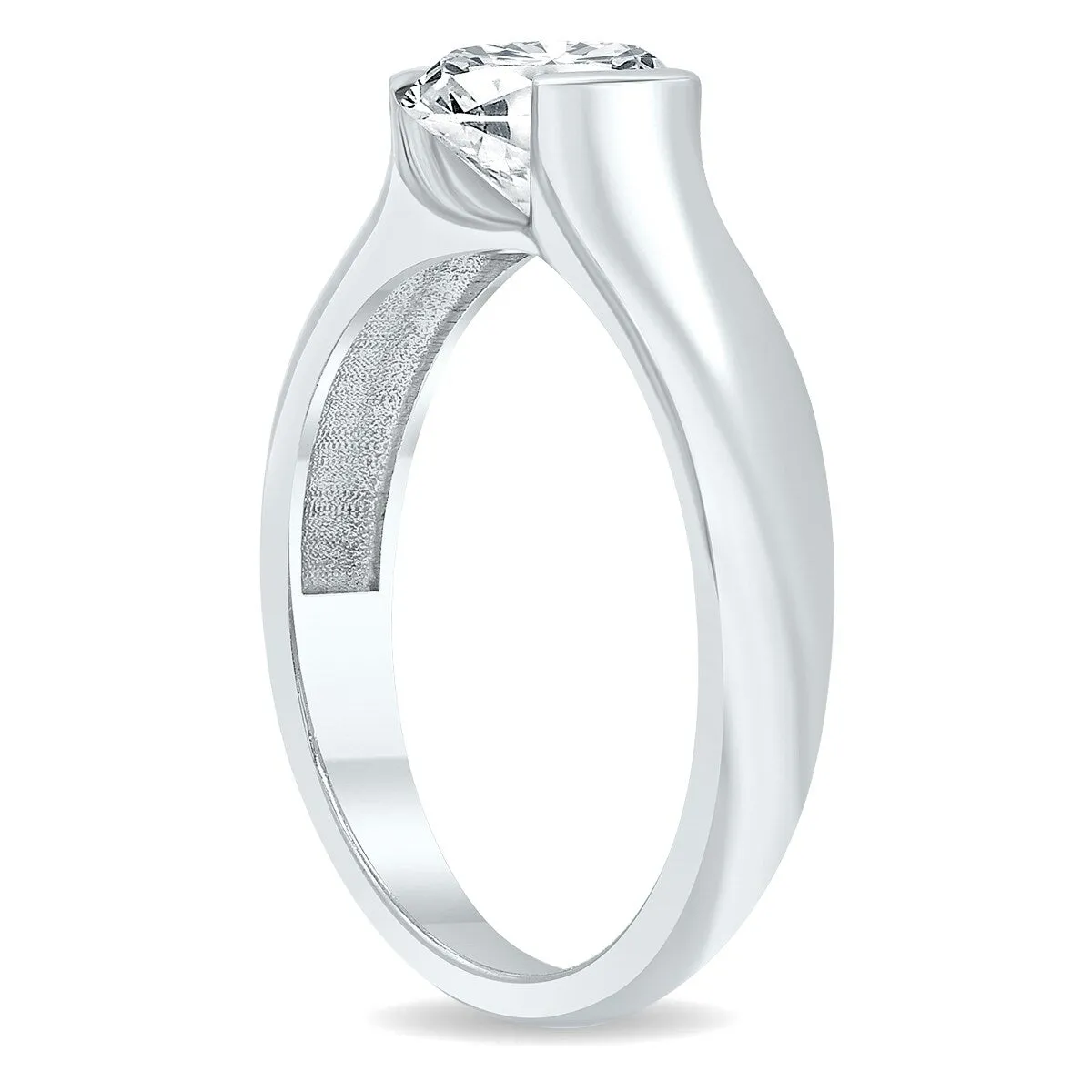 1 1/2 Carat Half Bezel Black Diamond Solitaire Ring in 10K White Gold sold by Zulily product image thumbnail 2