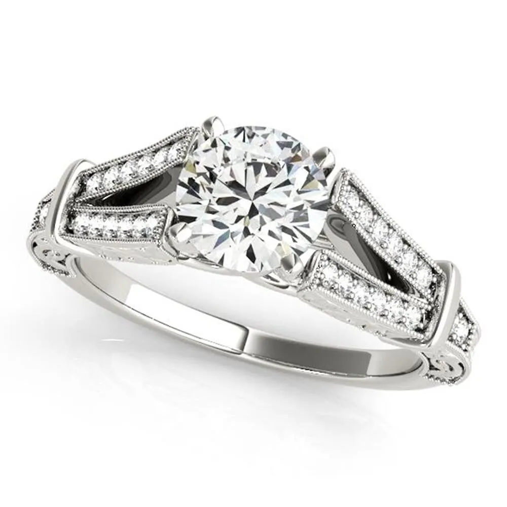 Auriya Vintage Split Shank 1ct Moissanite and 1/5ctw Diamond Engagement Ring 14K Gold sold by Zulily