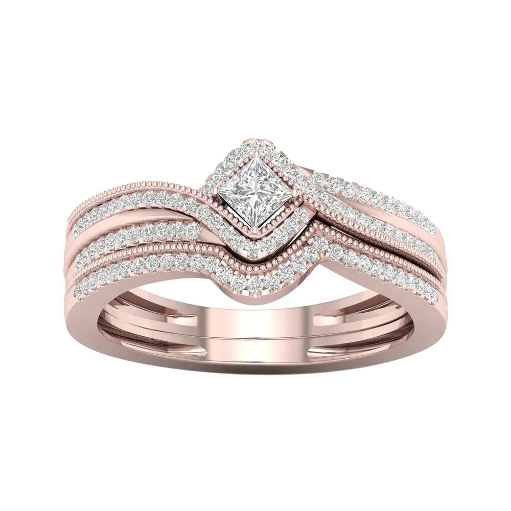 De Couer 10k Gold 1/3ct TDW Diamond Bypass Bridal Set sold by Zulily product image thumbnail 2