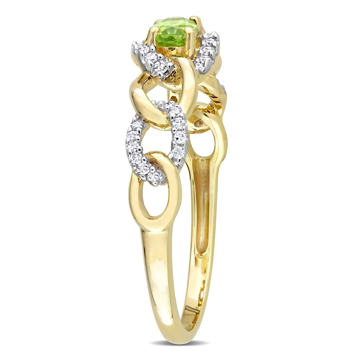 Miadora 10k Yellow Gold Peridot and 1/8ct TDW Diamond Stackable Link Ring sold by Zulily product image thumbnail 2