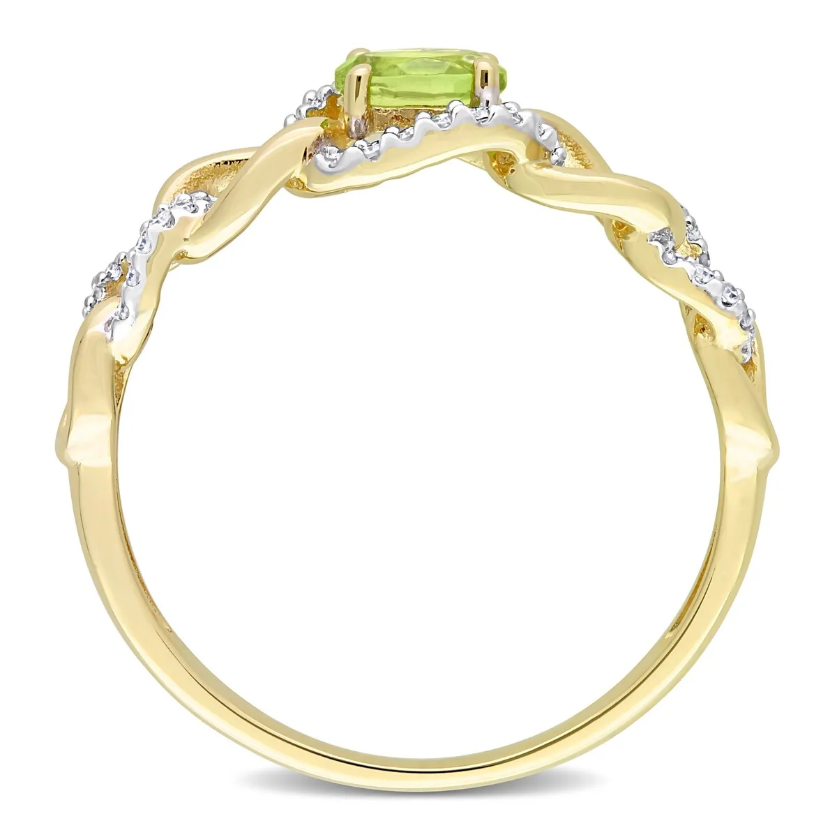 Miadora 10k Yellow Gold Peridot and 1/8ct TDW Diamond Stackable Link Ring sold by Zulily product image thumbnail 3