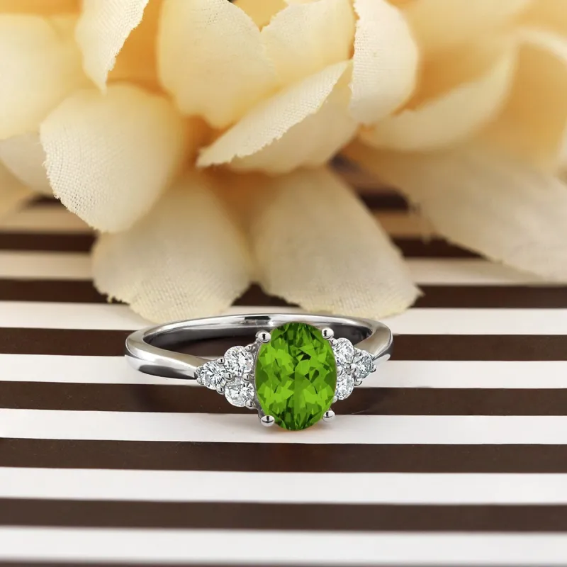 Auriya 1 1/10ct Oval Peridot and Diamond Engagement Ring 1/4ctw 14k Gold sold by Zulily