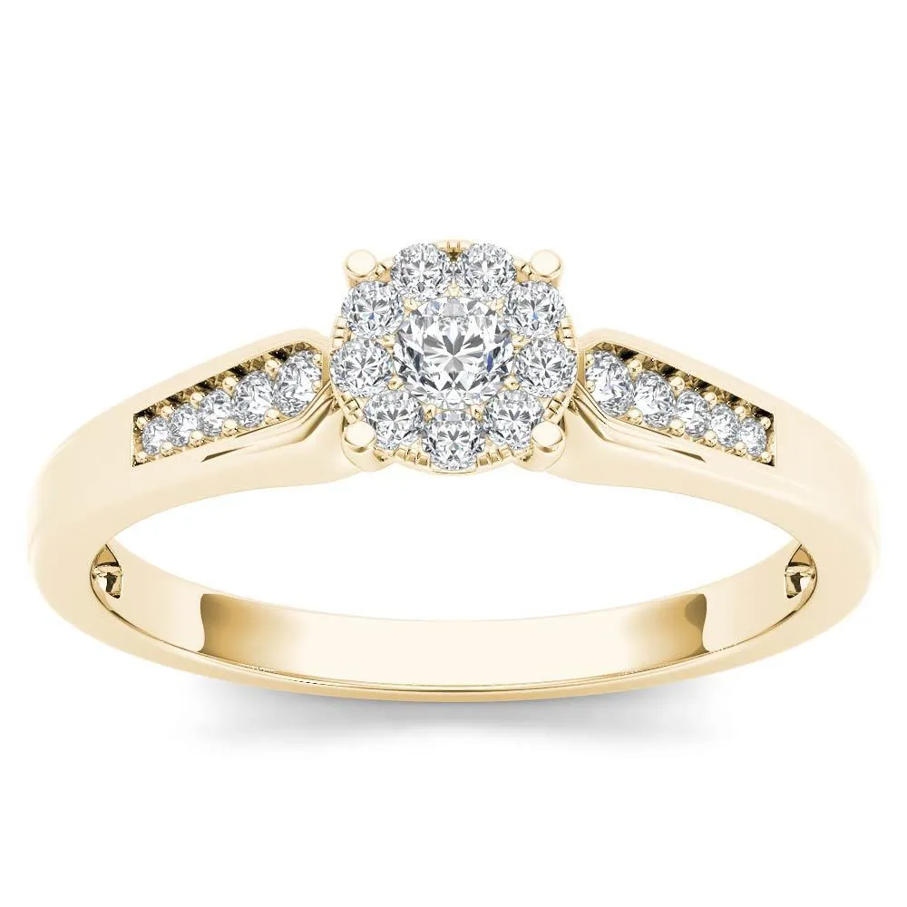 De Couer 10k Yellow Gold 1/4ct TDW Diamond Cluster Engagement Ring sold by Zulily