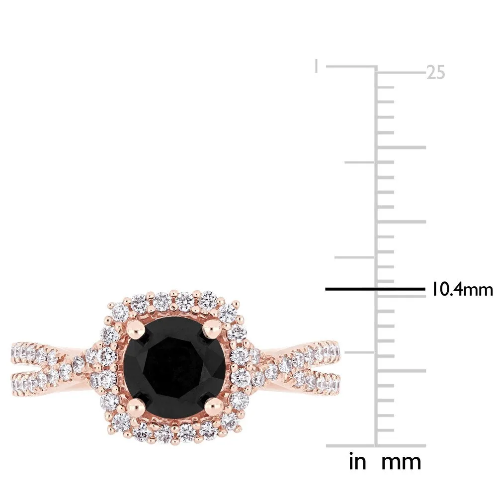 Miadora Signature Collection 14k Rose Gold 1 1/2ct TDW Black and White Diamond Halo Infinity Engagement Ring sold by Zulily product image thumbnail 5