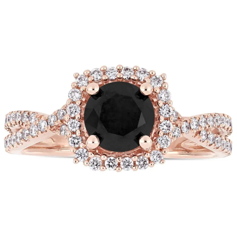 Miadora Signature Collection 14k Rose Gold 1 1/2ct TDW Black and White Diamond Halo Infinity Engagement Ring sold by Zulily