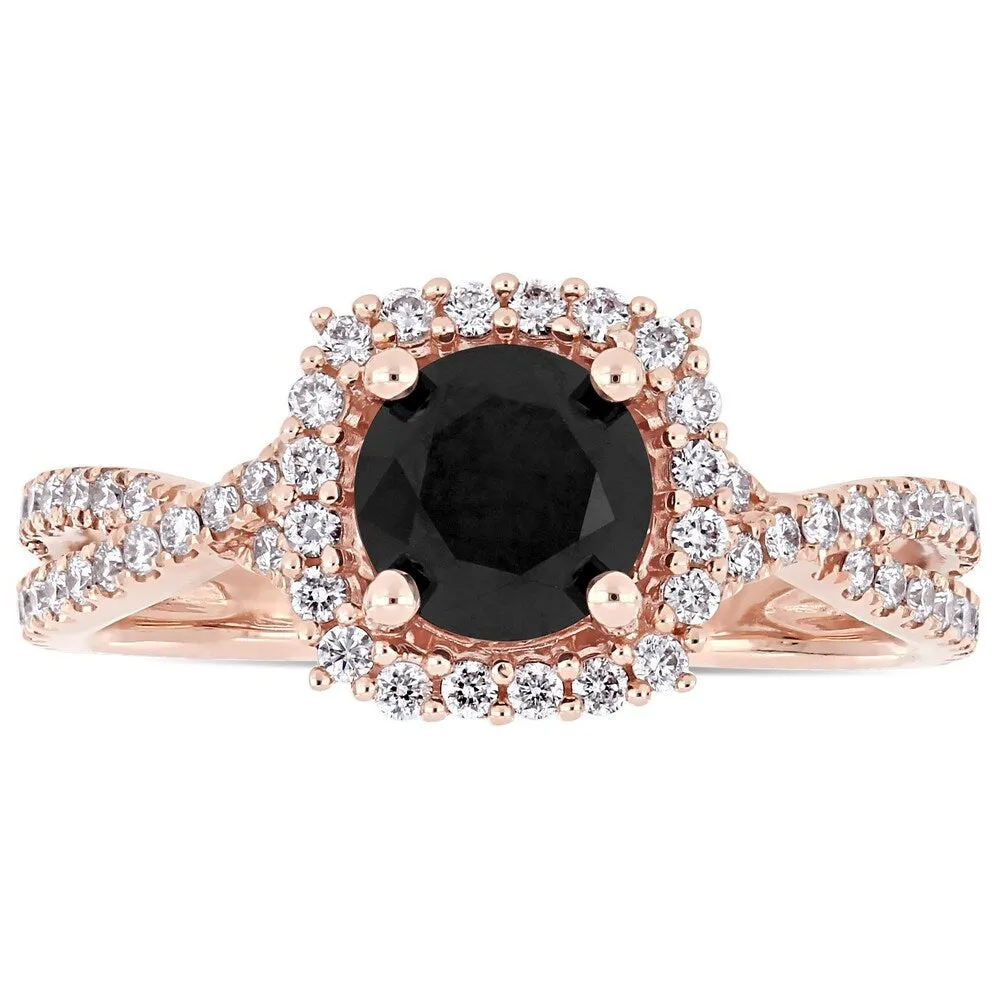 Miadora Signature Collection 14k Rose Gold 1 1/2ct TDW Black and White Diamond Halo Infinity Engagement Ring sold by Zulily