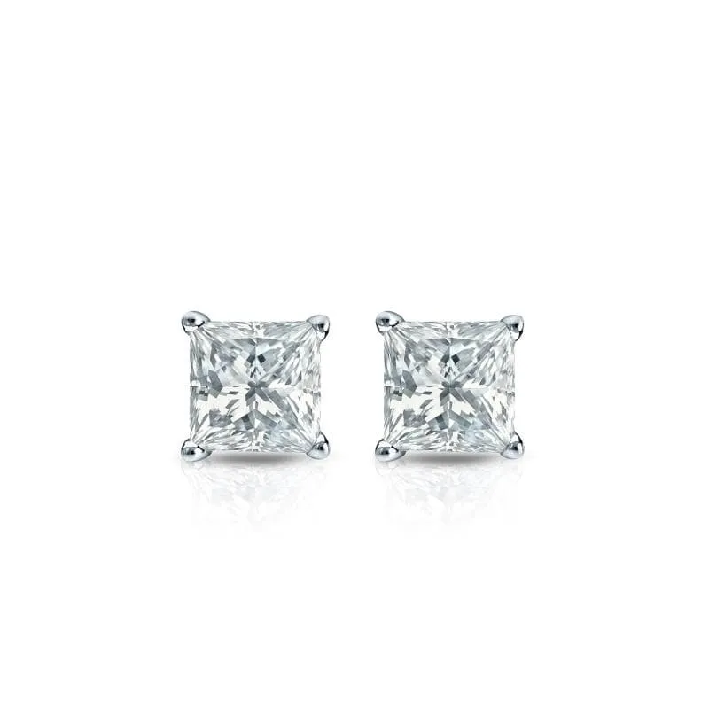 Auriya 18-karat Gold Lab Grown 0.30 carat TDW Princess Diamond Stud Earrings 4-Prong Basket Push-back sold by Zulily product image thumbnail 2