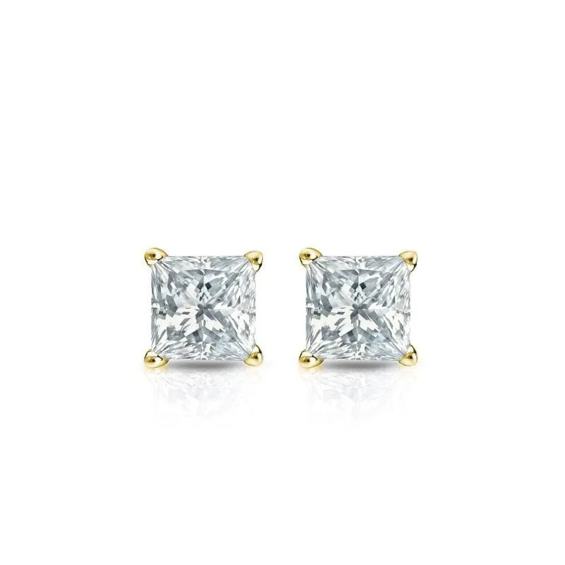 Auriya 18-karat Gold Lab Grown 0.30 carat TDW Princess Diamond Stud Earrings 4-Prong Basket Push-back sold by Zulily product image thumbnail 4