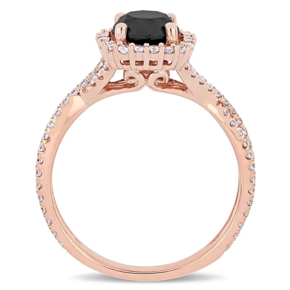 Miadora Signature Collection 14k Rose Gold 1 1/2ct TDW Black and White Diamond Halo Infinity Engagement Ring sold by Zulily product image thumbnail 3