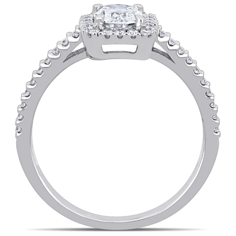 Miadora 14k White Gold 1ct TDW Oval and Round-Cut Diamond Halo Engagement Ring sold by Zulily product image thumbnail 5