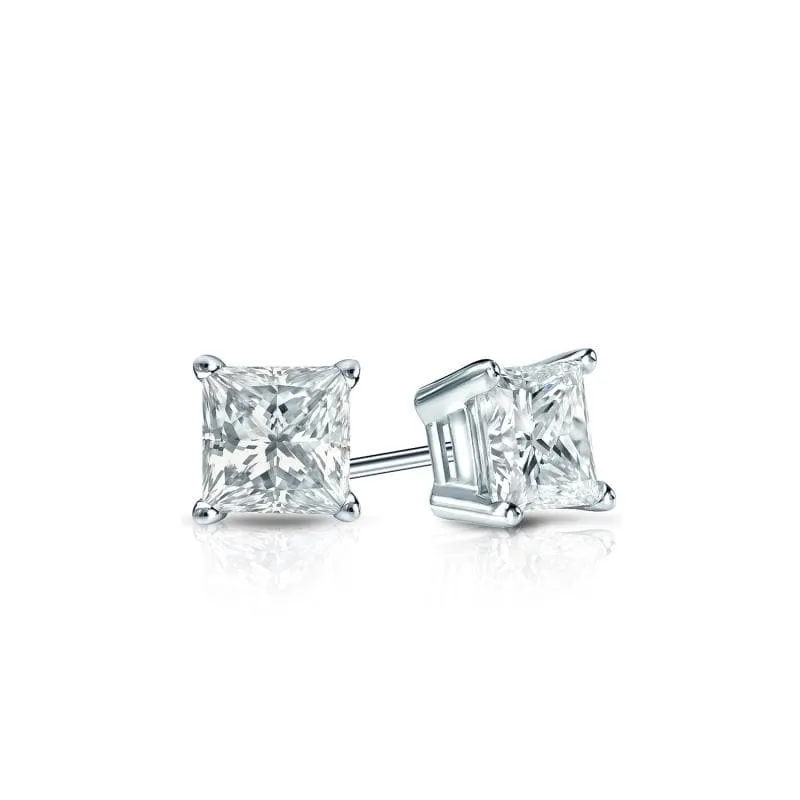 Auriya 18-karat Gold Lab Grown 0.30 carat TDW Princess Diamond Stud Earrings 4-Prong Basket Push-back sold by Zulily