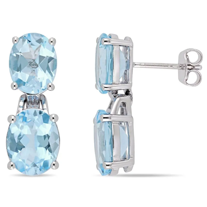 Miadora Sterling Silver Oval-Cut Blue Topaz Dangle Earrings sold by Zulily